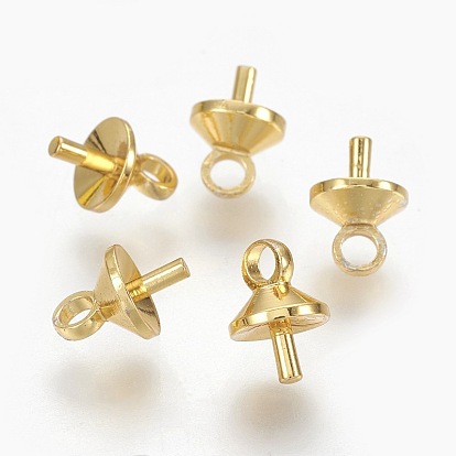 Brass Peg Bails Pendants, For Half Drilled Beads, Long-Lasting Plated