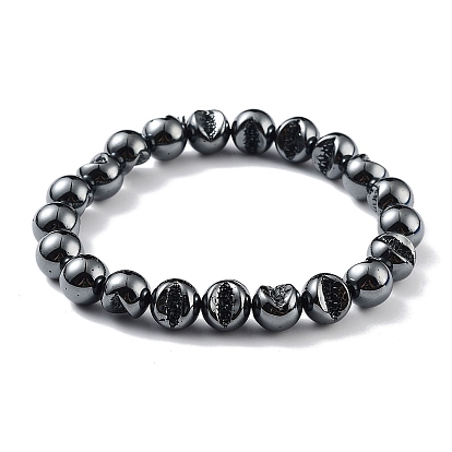 Non-Magnetic Synthetic Hematite Beaded Stretch Bracelets