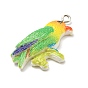 Opaque Resin Pendants, Bird Charms with Platinum Tone Iron Loops