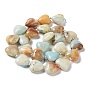 Brins de perles d'amazonite de fleurs naturelles, avec des perles de rocaille, cœur