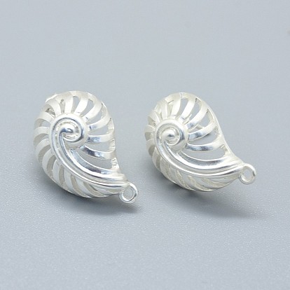 Alloy Stud Earring Findings, with Loop, Brass Pins and Ear Nuts/Earring Backs, Long-Lasting Plated, Conch