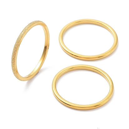 3 piezas de revestimiento de iones (ip) 304 juego de anillos de banda lisa de acero inoxidable, anillos apilables