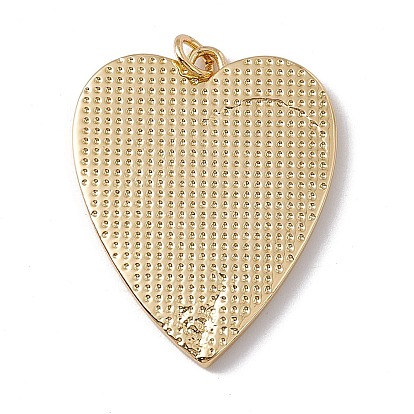 Brass Enamel Pendants, with Jump Ring, Cadmium Free & Nickel Free & Lead Free, Rack Plating, Heart, Real 18K Gold Plated