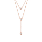 SHEGRACE 925 Sterling Silver Double Layered Necklace, with Three Round AAA Cubic Zirconia Pendants