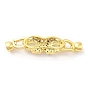 Rack Plating Brass Pave Clear Cubic Zirconia Fold Over Clasps, Long-Lasting Plated, Flower