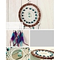 Woven Net/Web with Feather Suede Pendant Decoration, with Synthetic Turquoise Beads, Flat Round