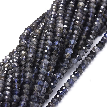 Natural Iolite Beads Strands, Faceted, Rondelle