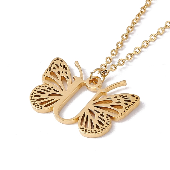 Колье с подвеской в виде бабочки, золотые украшения 304 из нержавеющей стали для женщин