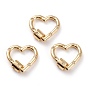Brass Micro Pave Clear Cubic Zirconia Screw Carabiner Lock, Heart with Star