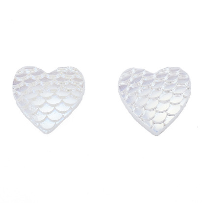 Абс пластмассовые имитационные жемчужные кабошоны, сердце с узором из рыбьей чешуи