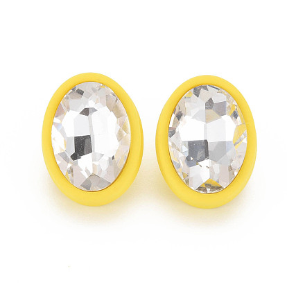 Aretes ovalados de diamantes de imitación de cristal con 925 pasadores de plata esterlina para mujer