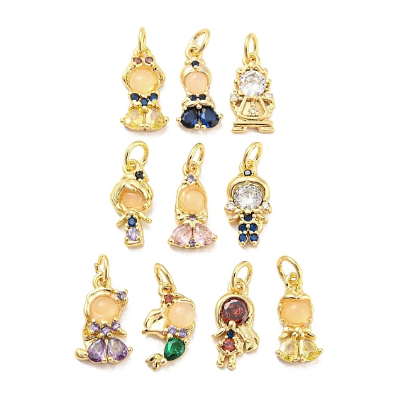 Rack Plating Brass Cubic Zirconia Pendants for Women, Long-Lasting Plated, Lead Free & Cadmium Free