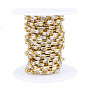Chaînes de strass de zircon cubique rectangle, chaînes à maillons en laiton plaqué or, soudé, avec bobine