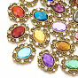 Alliage acrylique cabochons strass, avec strass, facette, ovale