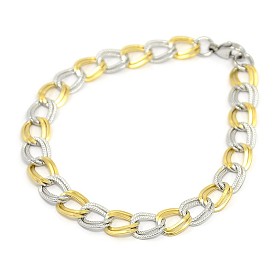 Fashionable 304 Stainless Steel Cuban Link Chain Bracelets, with Lobster Claw Clasps, 8-1/2 inch (215mm), 9mm
