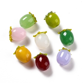 Perles au chalumeau faites à la main sur le thème de l'automne, kaki