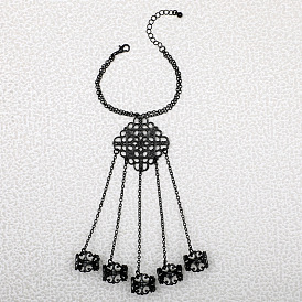 Двухслойный браслет из нескольких нитей из сплава с подвесками в виде ромбов, браслет с 5 полыми открытыми кольцами-манжетами
