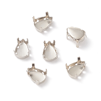 Cosido de latón en la configuración de las puntas, ajustes de garra para diamantes de imitación en punta, para cabujones de diamantes de imitación en forma de lágrima