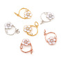 Brass Micro Pave Cubic Zirconia Charms, with Jump Rings and Enamel, Ring with Flower
