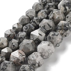 Natural Map Stone Beads Strands, Faceted, Star Cut Round Beads