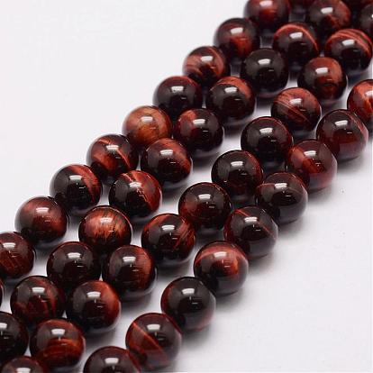 Natural & Dyed Tiger Eye Bead Strands, Grade A﹢, Round