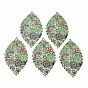 430 из нержавеющей стали большие кулоны, окрашеные, гравированные металлические украшения, с цветочным узором, лист