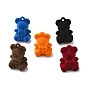 3D Bear Flocky Acrylic Pendants, with Velet, for DIY Jewelry Pendant Earrings Accessories