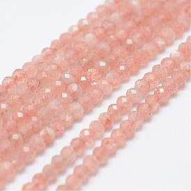 Sunstone naturel brins de perles, facette, ronde