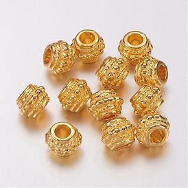 Tibetan Silver Beads, Lead Free and Cadmium Free, Barrel, 8mm in diameter, 6.5mm thick, hole: 3.5mm