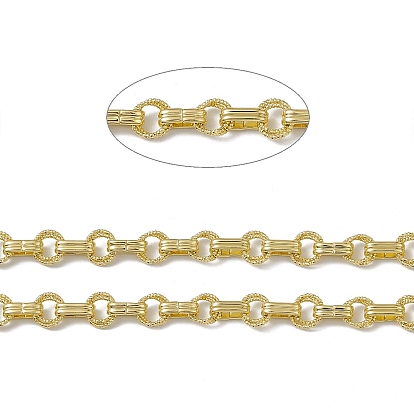 Brass Ring & Rectangle Link Chains, with Spool, Unwelded, Long-Lasting Plated, Cadmium Free & Nickel Free & Lead Free