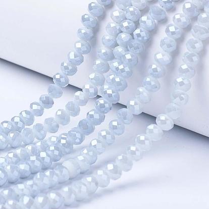 Perles en verre electroplate, perle plaquée lustre, facette, rondelle