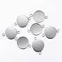 304 Stainless Steel Cabochon Connector Settings, Plain Edge Bezel Cups, Flat Round
