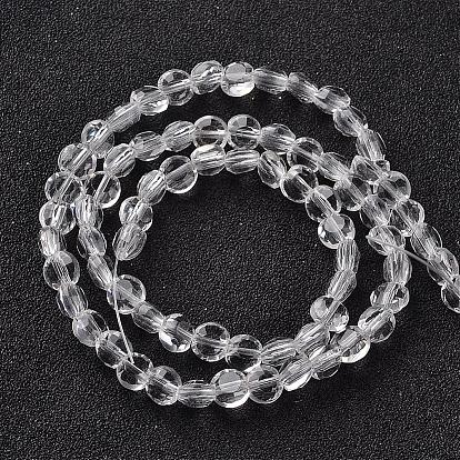 Glass Beads Strands,  Flat Round, Faceted
