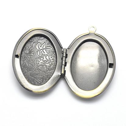Pendentifs médaillon en laiton, cadre de photo charmant pour colliers, sans cadmium et sans nickel et sans plomb, ovale