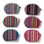 Stripe Pattern Cotton Clothlike Bags, Change Purse, with Handle Rope