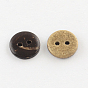 2 botones de coco redondas planas hoyos de, 10x2 mm, agujero: 1 mm