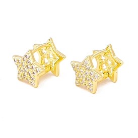 Boucles d'oreilles créoles réversibles à charnière étoile en zircone cubique transparente, bijoux en laiton de placage de rack pour les femmes, sans cadmium et sans plomb