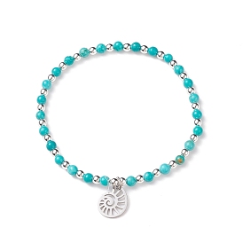 Bracelet extensible en perles d'howlite naturelle avec 201 breloques conque en acier inoxydable, bijoux en pierres précieuses pour femmes