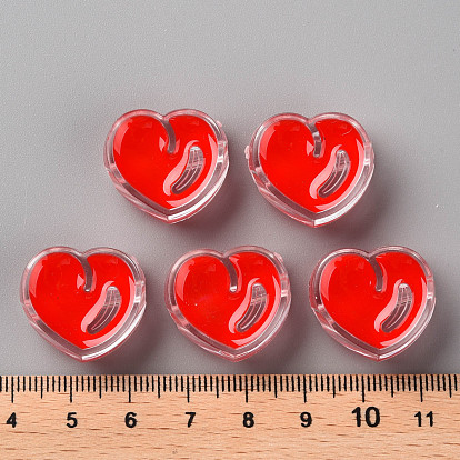 Transparent Enamel Acrylic Beads, Heart