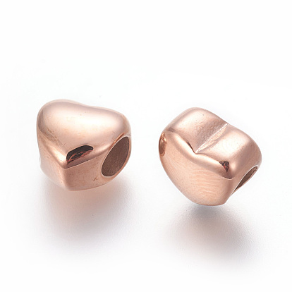 304 acier inoxydable perles européennes, placage ionique (ip), Perles avec un grand trou   , cœur
