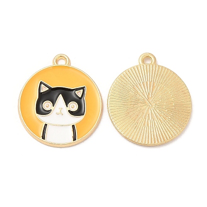 Jolis pendentifs en alliage, avec l'émail, or, sans cadmium et sans plomb, breloques en forme de chat