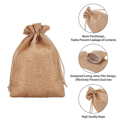 Burlap Packing Pouches Drawstring Bags, for Christmas, Wedding Party and DIY Craft Packing
