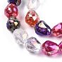 Transparentes perles de verre de galvanoplastie brins, de couleur plaquée ab , facette, larme