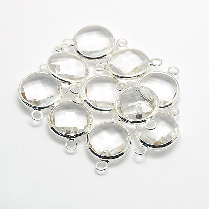 Соединители со стеклянными линзами из латуни с серебряным покрытием, плоско-круглые