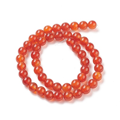 Perles en pierres gemme, cornaline, teint, ronde, orange foncé, 8mm, Trou: 1mm, Environ 50 pcs/chapelet, 15~16 pouce