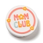 Flat Round with Word Mom Club Silicone Focal Beads, Chewing Beads For Teethers, DIY Nursing Necklaces Making