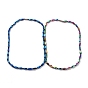 Rectangle torsadé en hématite synthétique et collier de perles rondes avec fermoir magnétique pour hommes femmes