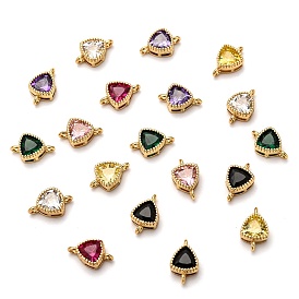 Real 18K Gold Plated Brass Micro Pave Cubic Zirconia Links Connectors, Long-Lasting Plated, Triangle
