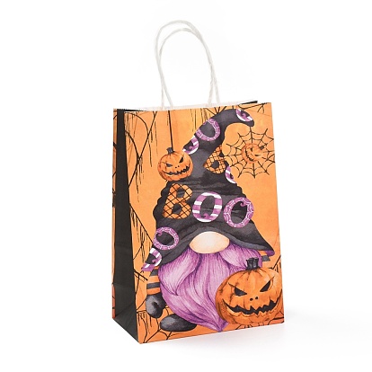 Sacs cadeaux en papier kraft thème halloween, sacs à provisions, rectangle, colorées