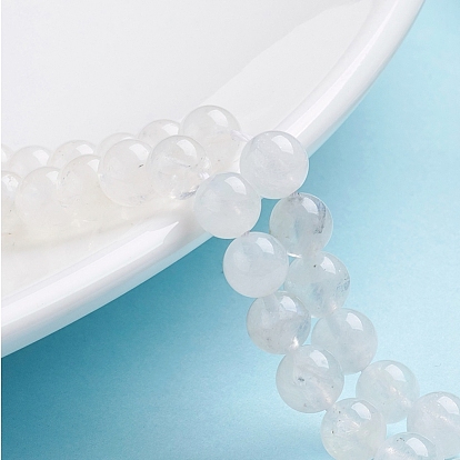 Brins de perles de pierre de lune arc-en-ciel naturel, AA grade, ronde, blanc